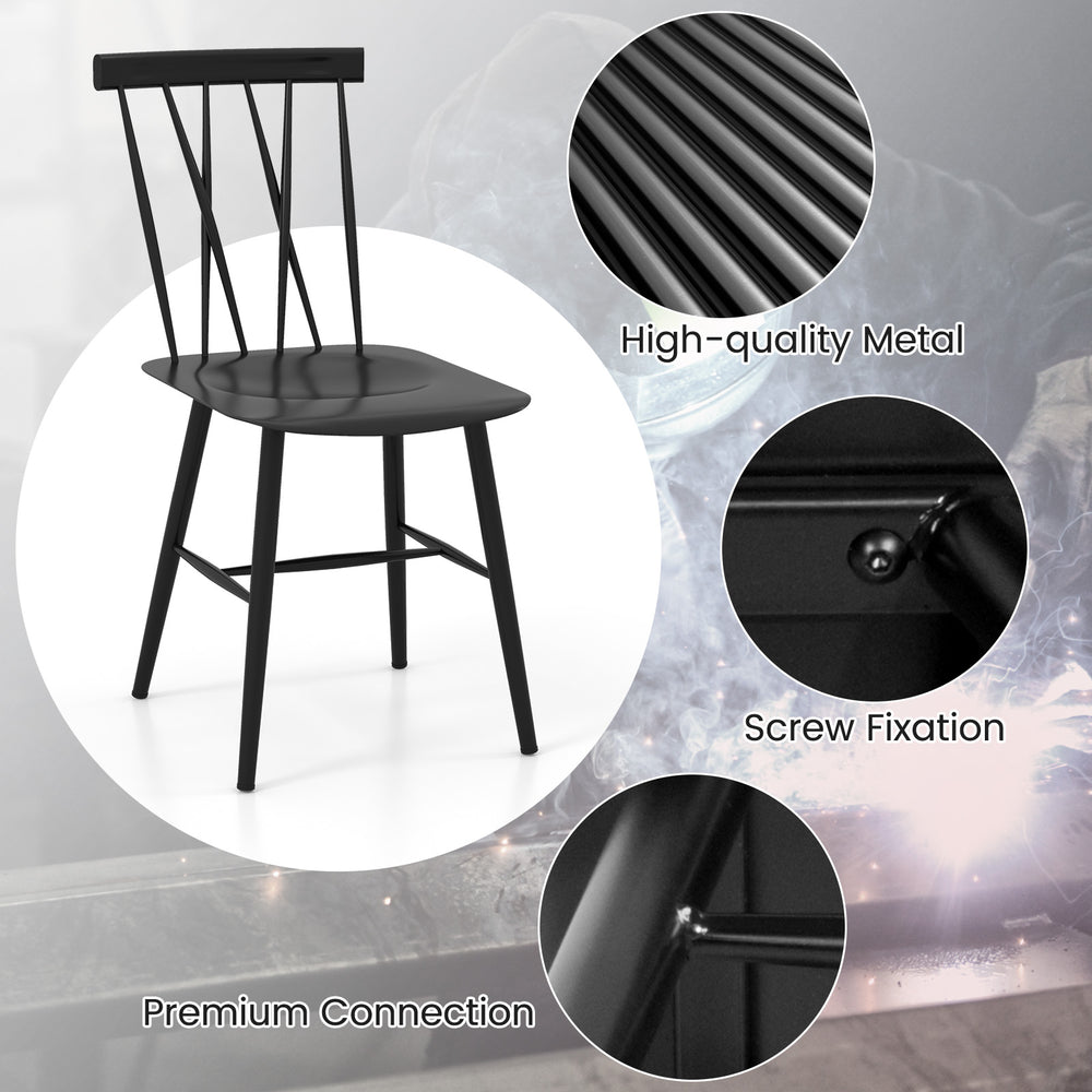 Modern dining chair with ergonomic backrest, made of premium steel, suitable for dining or living room use.