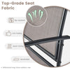 Breathable, quick-drying fabric detail of outdoor metal glider armchair set, ideal for backyard and poolside use.