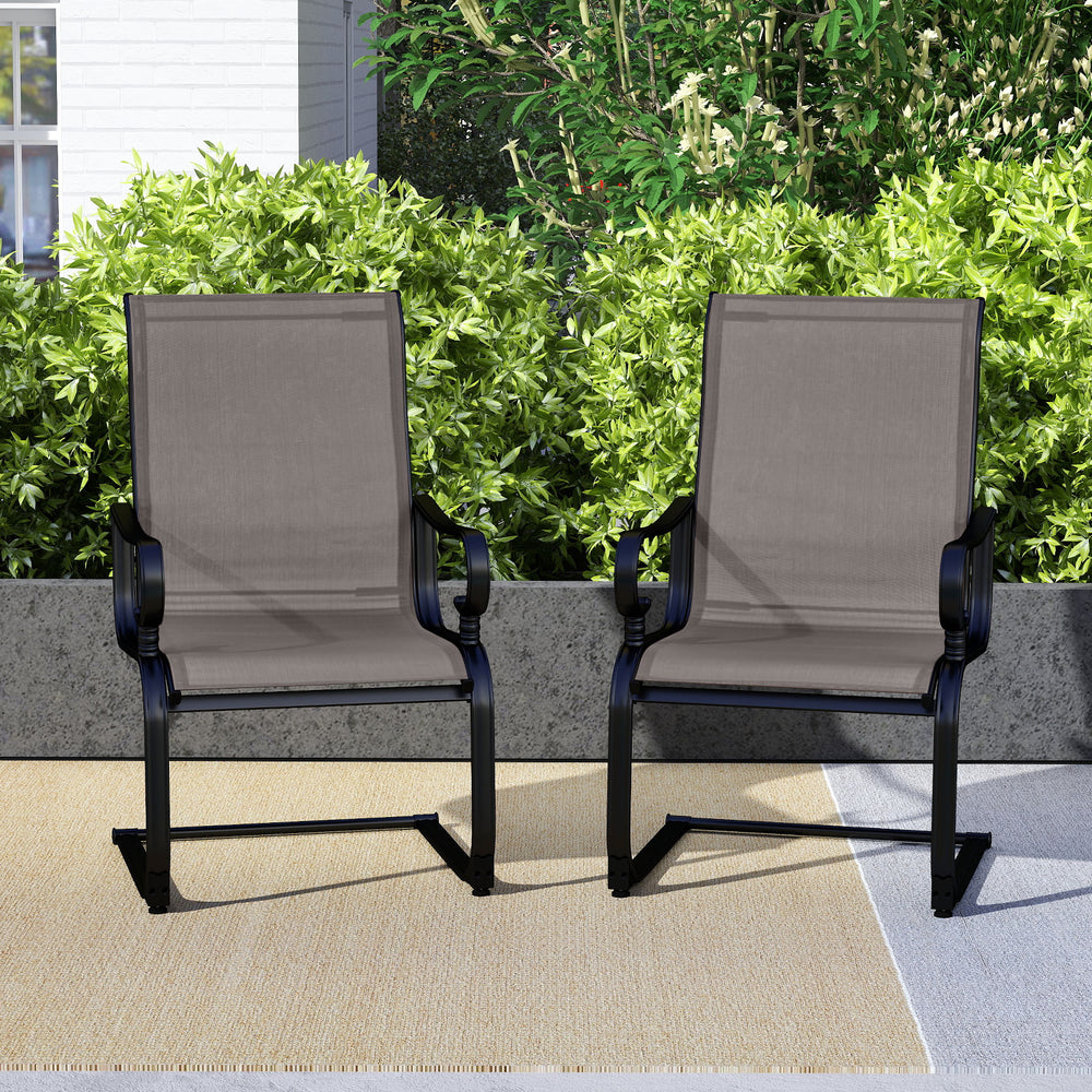 Set of 2 Patio Chairs with Quick-drying and Breathable Fabric for Backyard-Gray - Gallery View 1 of 9