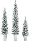 Set of 3 Pre-Lit Snow Flocked Artificial Christmas Trees witrh 423 Branch Tips