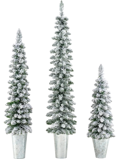 Costway Set of 3 Pre-Lit Snow Flocked Artificial Christmas Trees 423 Tips 56492187 New