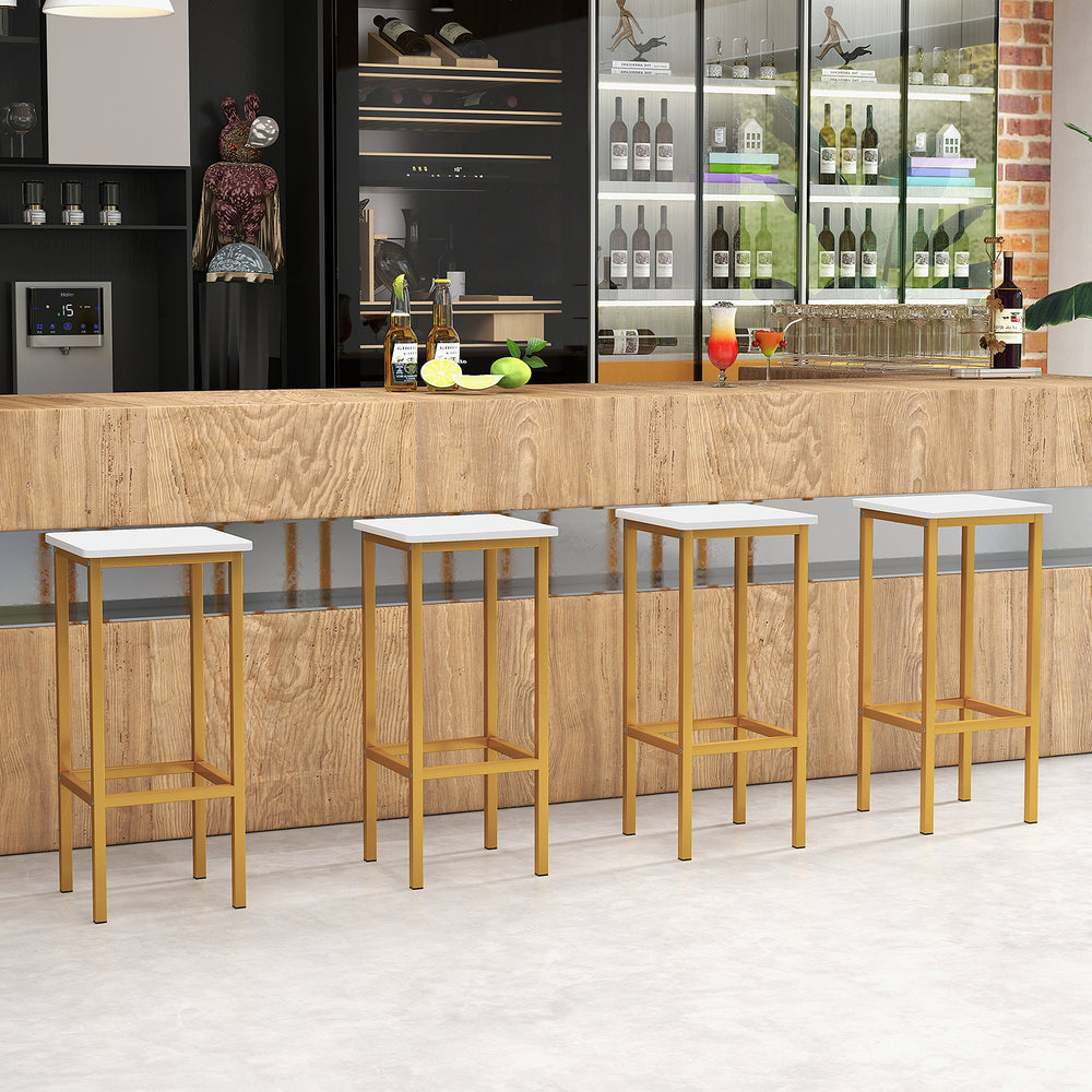 Set of 4 Bar Stool Set 26 Inch Bar Chair with Metal Legs and Footrest-White - Gallery View 1 of 10