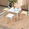 Colorful square stools made of poplar and birch wood, stackable design with anti-slip pads, ideal for classrooms or.