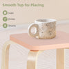 Colorful square stool with smooth top, made of poplar and birch wood, ideal for drinks and snacks in various settings.