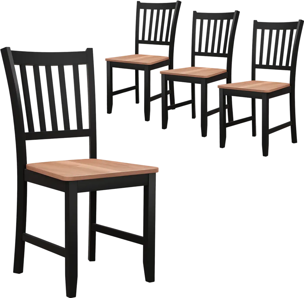 Set of 4 Dining Chair Spindle Back Wooden Legs
