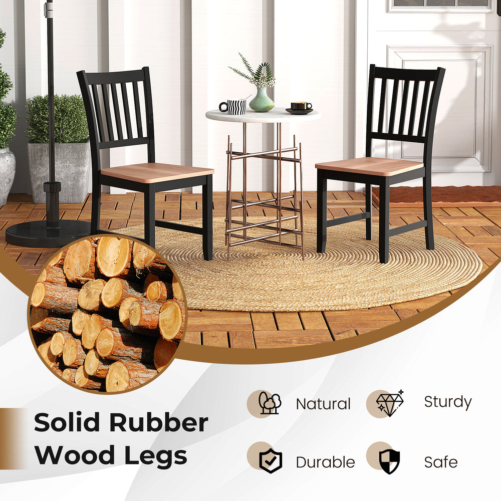 Set of 4 dining chairs with spindle back, solid rubber wood legs, walnut finish, ideal for home or office use.