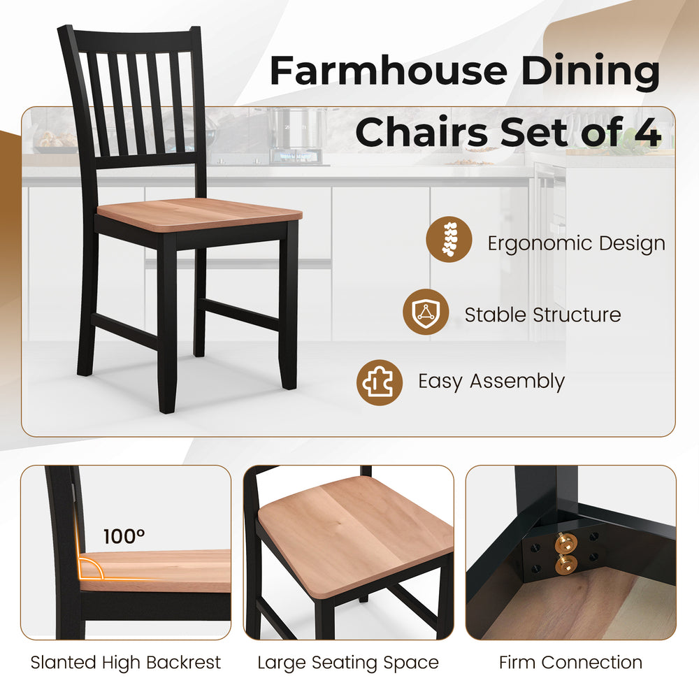 Set of 4 dining chairs with spindle back design, solid rubber wood legs, and walnut finish for comfortable seating.