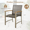 Set of 4 patio rattan dining chairs with acacia wood armrests, featuring a 400 lbs weight capacity and adjustable.