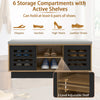 Shoe bench with 6 storage compartments and 3 adjustable shelves, ideal for organizing various types of shoes.