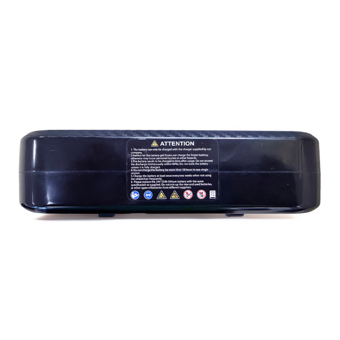 Air Elite Max Battery pack with warning labels on a white background