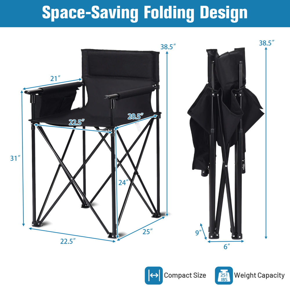 Portable oversized camping chair with detachable armrests, lightweight foldable design, and anti-skid feet for.