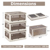 Side view of stackable storage bins with lids, showing dimensions of 28" height and 24-gal capacity for versatile.