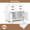 4-drawer white file cabinet with wheels, featuring spacious countertop and enclosed cabinets for home office.