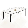 Large 8-foot conference room table in white, seating up to 10 people, with cable grommets and sturdy metal frame.