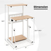 Height adjustable standing desk with compact design, ideal for small spaces, featuring a bottom storage shelf and.
