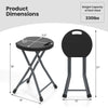 Folding stool dimensions with built-in handle, made of HDPE and powder-coated metal, supports up to 330lbs for.