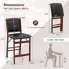 Folding kitchen island stool set with rubber wood legs, brown PVC leather upholstery, and no assembly needed for easy.