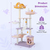 Multi-level 66-inch purple cat tree with sisal scratching posts, cozy hammock, and cloud-shaped perch for playful cats.