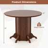 Round dining table with pedestal base, walnut finish, 42" diameter, 30" height, for 4-6 people, ideal for kitchens and.