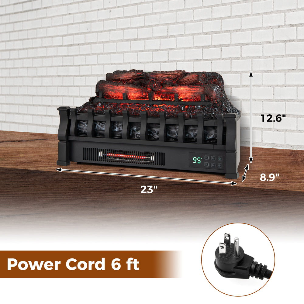 23-inch infrared quartz electric fireplace with adjustable flame colors, designed for efficient heating up to 1000.