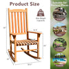 Single outdoor rocking chair made of premium eucalyptus wood, featuring a contoured seat and high back for patio.