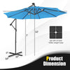 10-foot blue patio solar-powered cantilever umbrella with tilting system, ideal for outdoor relaxation and sun.