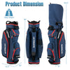 9.5-inch golf cart bag with 14-way dividers, featuring 8 zippered pockets and a detachable rain hood for convenience.