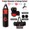 Kids hanging punching bag set with gloves, hand wraps, and carry bag, designed for training and reducing screen time.