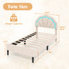 Twin size upholstered LED bed frame with adjustable flower headboard, featuring a skin-friendly velvet surface and.