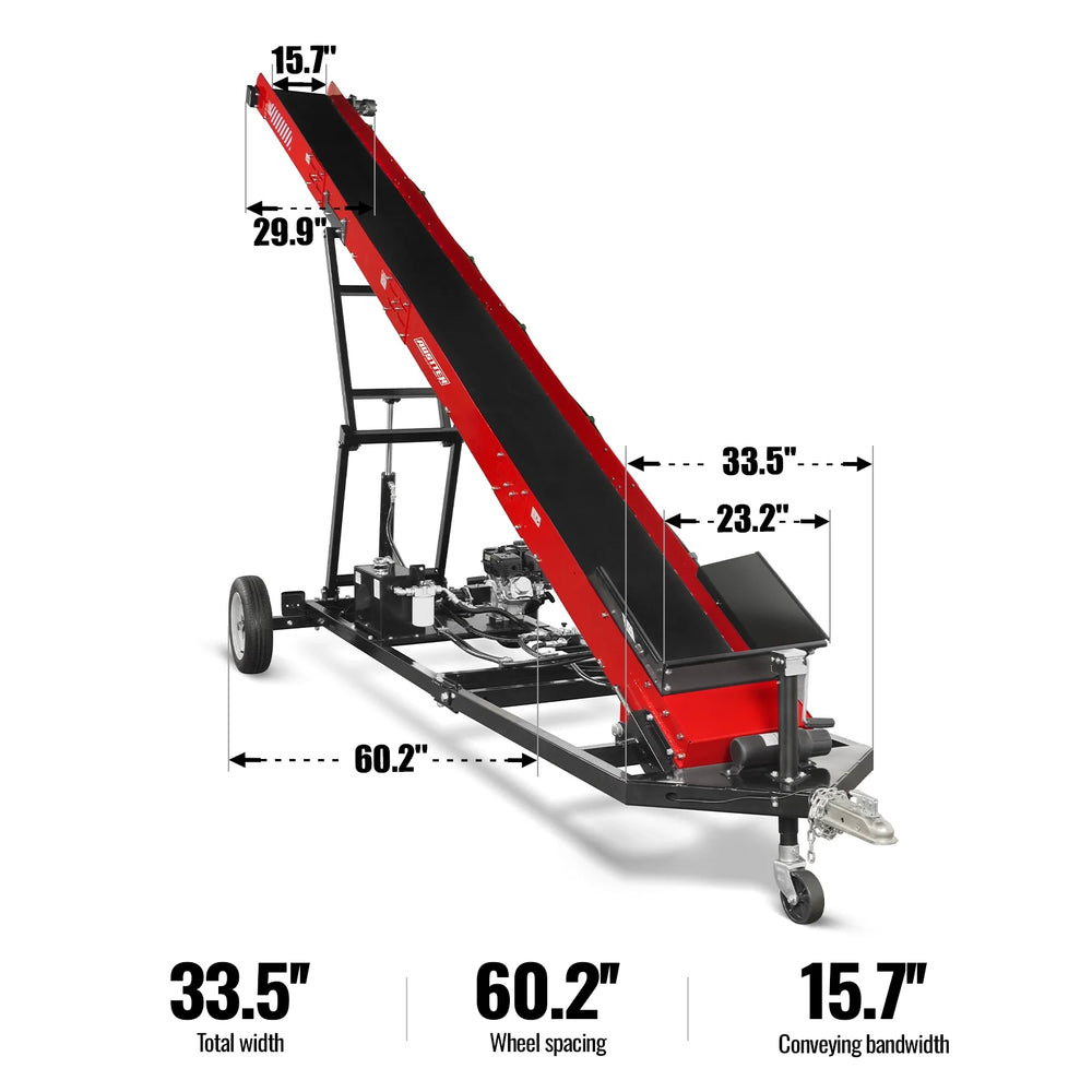 Firewood Conveyor,  7HP 212cc Gasoline Powered Max. 124" Lift Height,  236'' Length,  16" Width,  HC2016