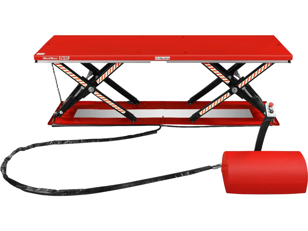Stationary Electric Hydraulic Parallel Double Scissor Lift Table 3300lb Capacity,  108.3" x 31.5" Platform,  33.9" Lift Height,  UL Certified Motor,  ELT33P