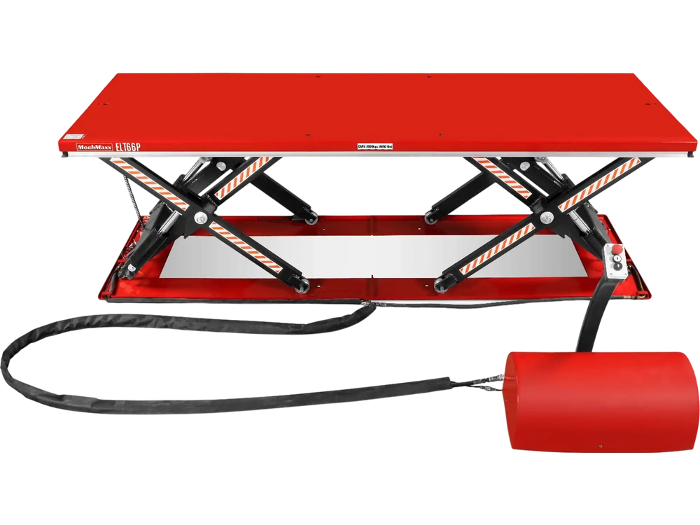 Stationary Electric Hydraulic Parallel Double Scissor Lift Table 6600lb Capacity,  112.9" x 39.4"Platform,  34.3"Lift Height, UL Certified Motor,  ELT66P