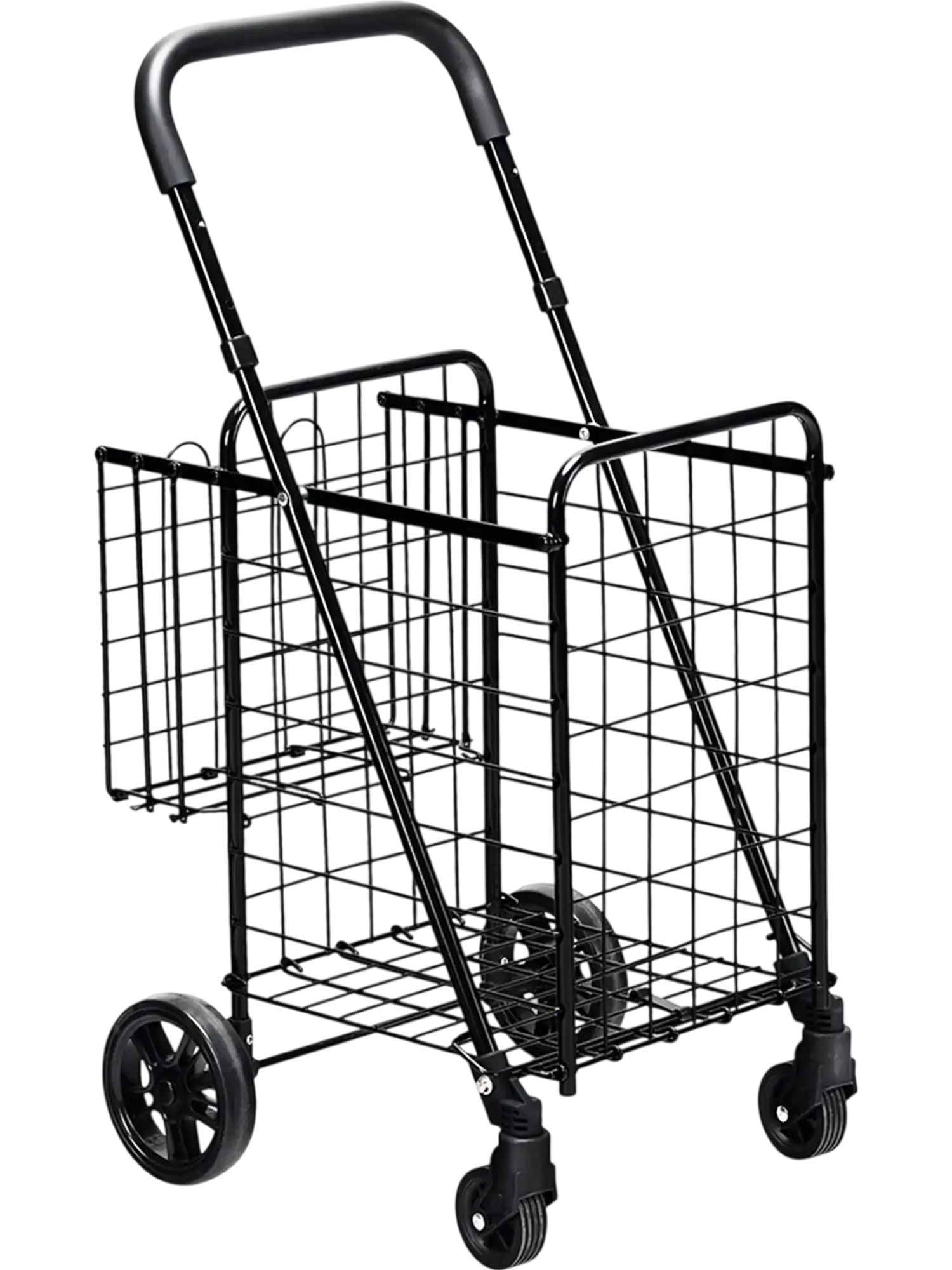 Costway Folding Shopping Basket Rolling Trolley Adjustable Handle 57268091 New