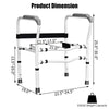 Adjustable steel safety toilet rail with soft armrests, 300lbs capacity, designed for easy use by elderly and disabled.