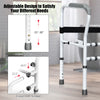 Adjustable steel safety toilet rail with 6-level height and 2-level width for versatile support and easy installation.