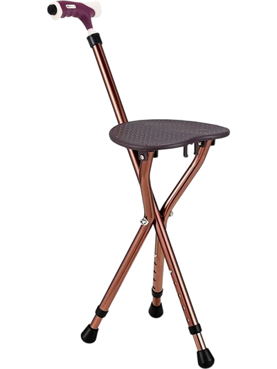 Costway Adjustable Lightweight Folding Cane with Seat 07413685 New