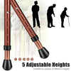 Lightweight adjustable folding cane seat in light-brown with 5 height settings, ideal for travel and resting.