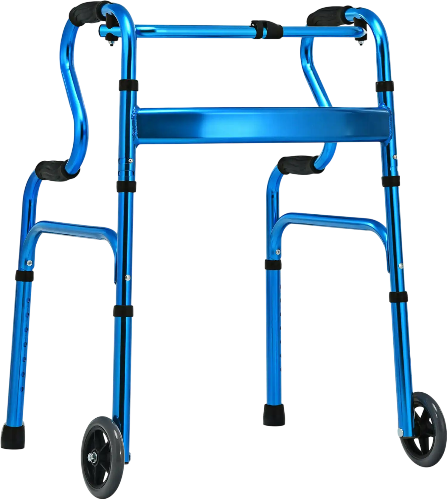 Costway Adjustable Heavy-Duty Folding Walker w/ Unidirectional Wheels Bi-Level Armrests 63847591 New