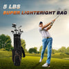 9-inch golf stand bag with 7-way divider, 7 pockets, and padded straps for comfortable carrying on the course.