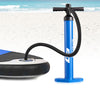Double action manual SUP hand pump with gauge for fast inflation, featuring a durable design and anti-slip handle.