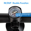 Double Action Manual SUP Hand Pump with gauge, aluminum alloy body, inflates up to 29 psi, ideal for paddleboards.