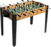 48-inch wooden foosball table with sturdy legs, non-slip handles, and green court, perfect for home or game room fun.