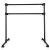 4 feet double ballet barre in black with adjustable height, sturdy iron construction, ideal for dancing and stretching.
