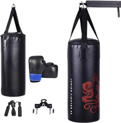 Costway 40lbs Filled Punching Boxing Set w/ Jump Rope Gloves 5-Pc 14925608 New