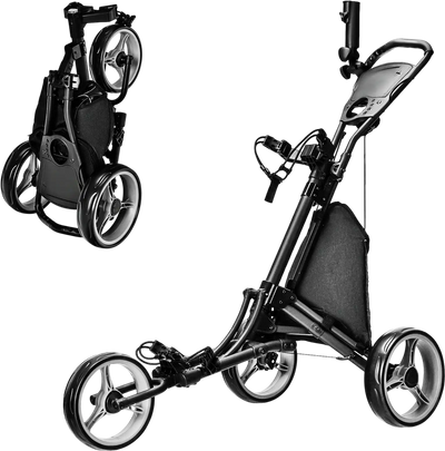 Costway 3-Wheel Folding Golf Push Cart w/ Storage Bag Scoreboard 39170456 New