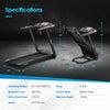 Folding treadmill with 4.75 HP motor, 51"x18" running area, and touch screen control for convenient workouts.