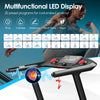 Folding treadmill with a 4.75 HP motor, LED touch screen, and 20 preset programs for customizable workouts.