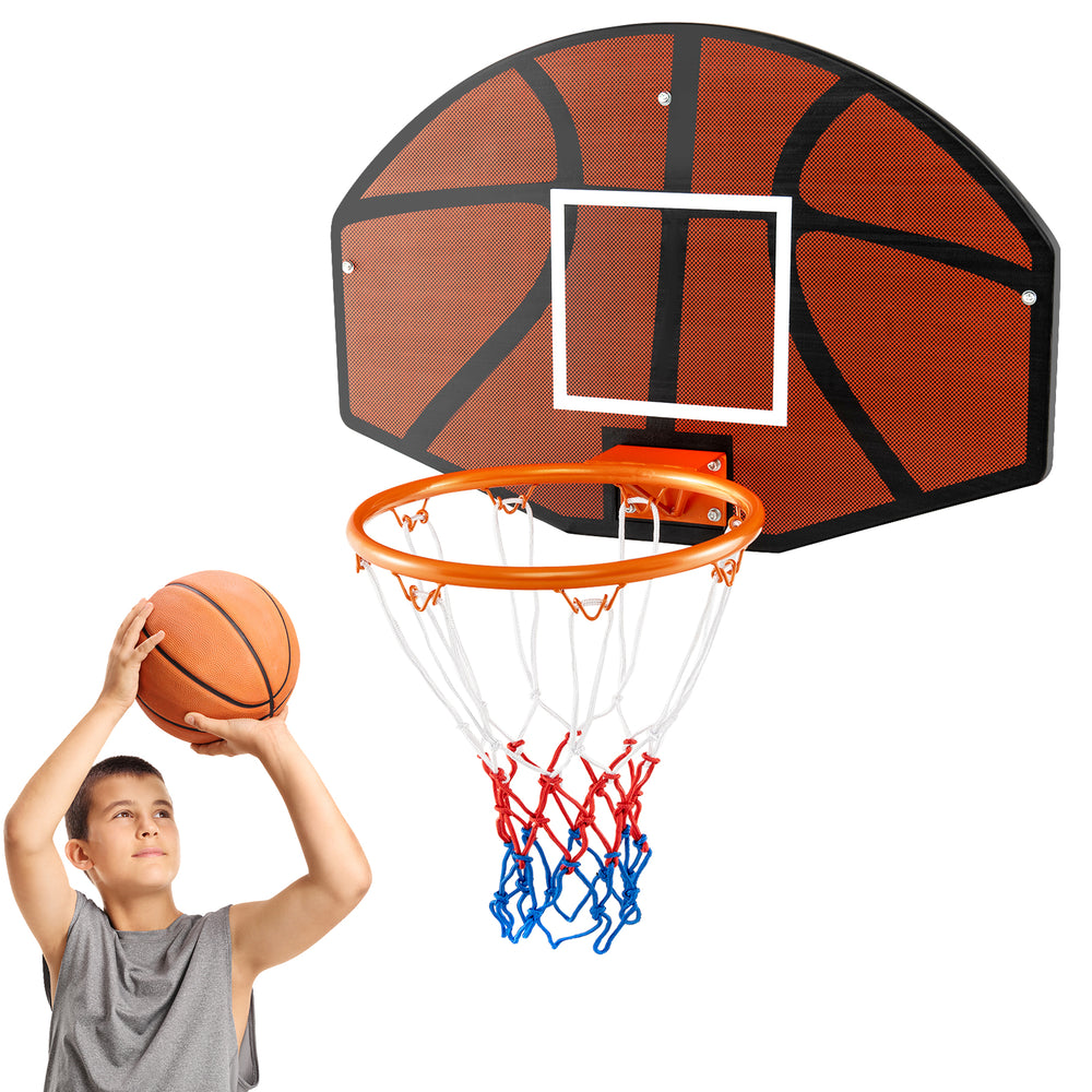 Large shatter-proof basketball backboard with sturdy rim, ideal for indoor and outdoor games and skill improvement.