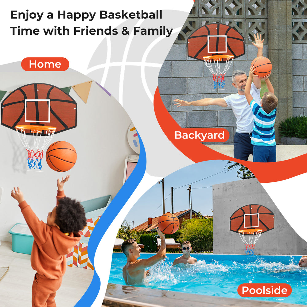 Indoor outdoor basketball game with large shatter-proof backboard, perfect for family fun in home, backyard, or.