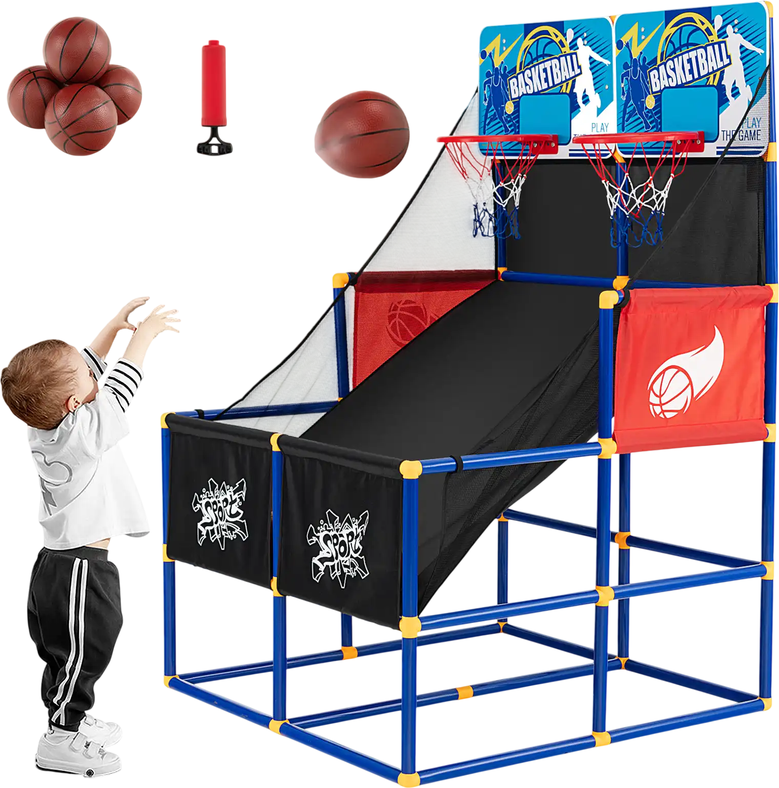 Costway Kids Arcade Basketball Game Set 4 Basketballs Ball Pump 38691547 New